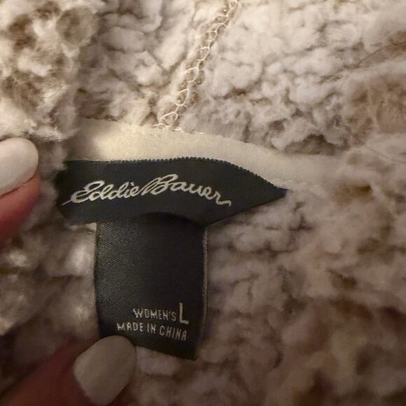 Eddie Bauer Fireside Plush Ultra Soft Hooded Open Front Sherpa Cardigan Size L - Picture 5 of 8